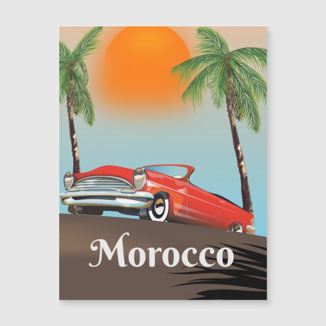 Morocco Classic Red car travel poster (Front)