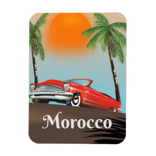 Morocco Classic Red car travel poster Magnet