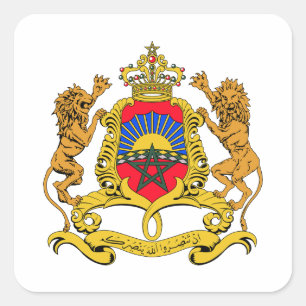 Morocco country coat arms symbol emblem flag square sticker