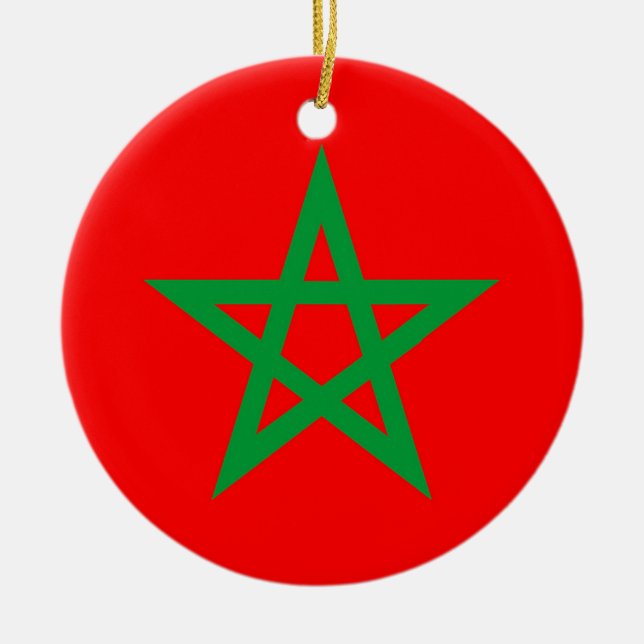 morocco country flag symbol star ceramic ornament (Front)