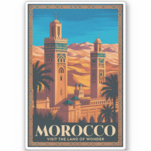  Morocco Desert Illustration Travel Art Vintage