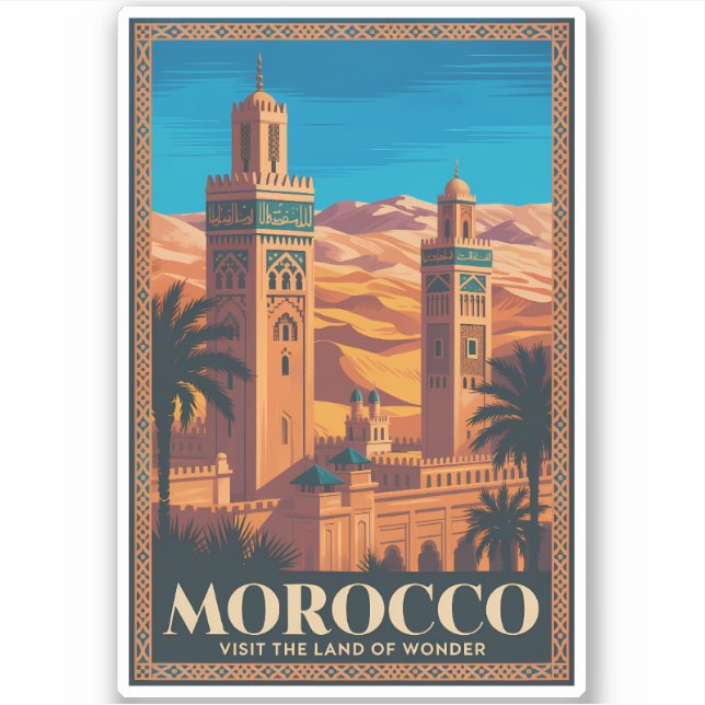  Morocco Desert Illustration Travel Art Vintage (Front)