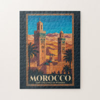 Morocco Desert Illustration Travel Art Vintage