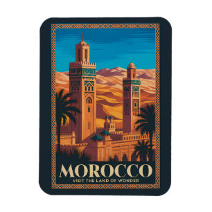 Morocco Desert Illustration Travel Art Vintage Magnet