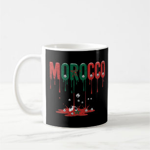 Morocco Dripping Flag Football Soccer Coffee Mug