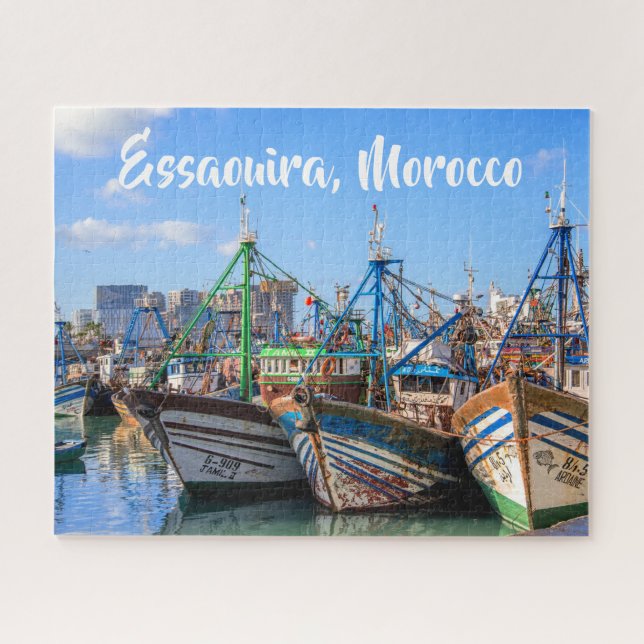 Morocco Essaouira's Colourful Fishing Boats Jigsaw Puzzle (Horizontal)