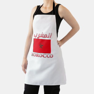 Morocco Flag المغرب Arabic & English WordArt Apron