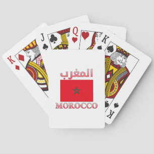 Morocco Flag المغرب Arabic & English WordArt Playing Cards
