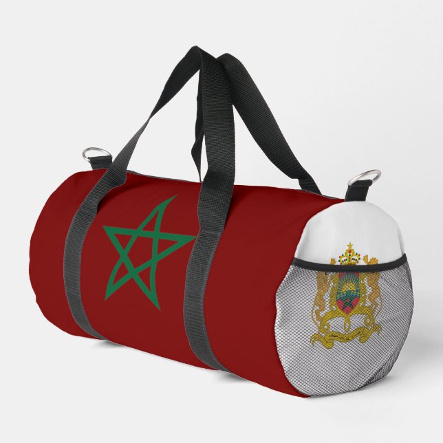 Morocco flag and coat of arms duffle bag (Right Corner)