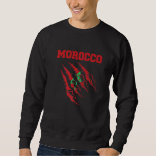 Morocco Flag Atlas Lion Vintage Style Retro Morocc Sweatshirt