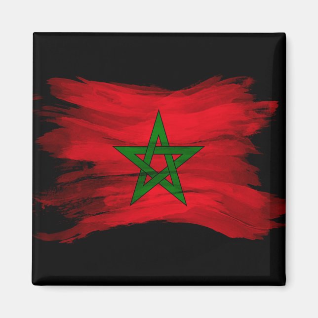 Morocco flag brush stroke, national flag magnet (Front)