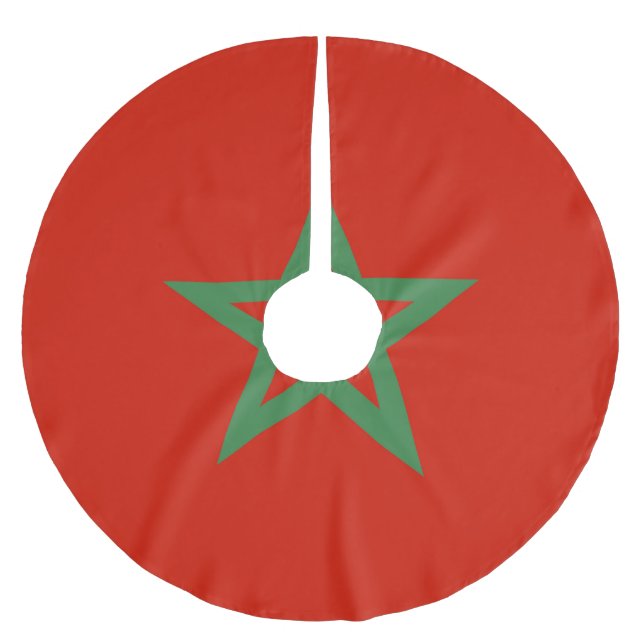 Morocco flag brushed polyester tree skirt (Front)