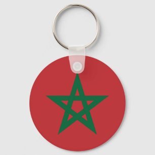 Morocco Flag Button Key Key Ring