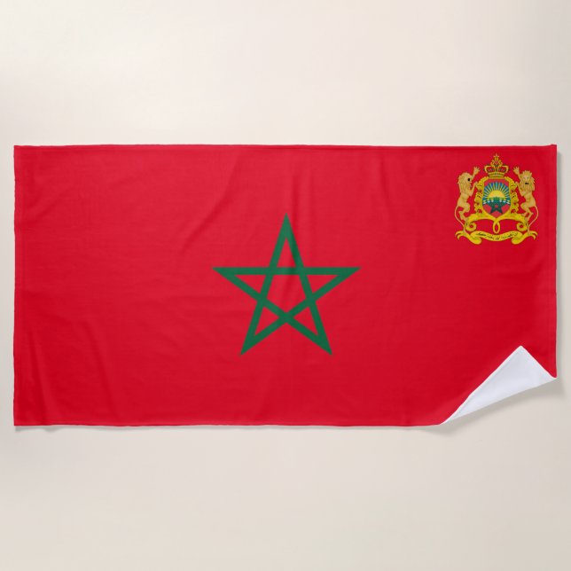 Morocco flag-coat of arms   beach towel (Front)