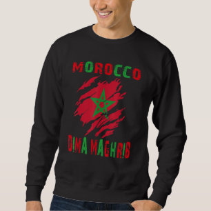 Morocco Flag Cool Red and Green Moroccan Flag Sweatshirt