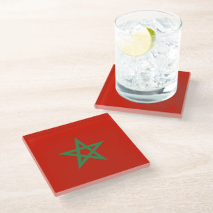 Morocco flag glass coaster