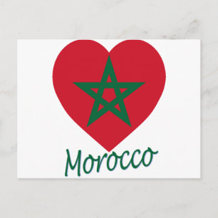 Morocco Flag Heart Postcard
