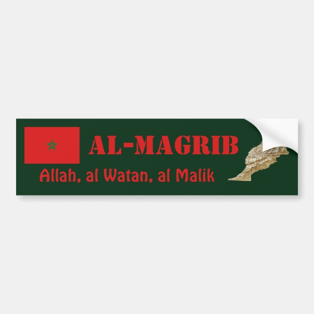 Morocco Flag + Map Bumper Sticker (Front)