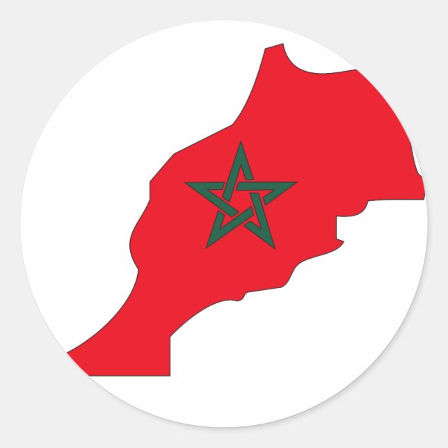 Morocco flag map classic round sticker (Front)