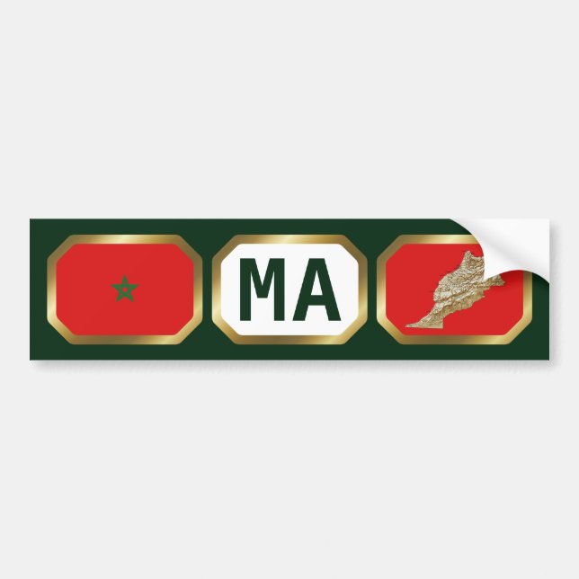 Morocco Flag Map Code Bumper Sticker (Front)