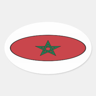 Morocco Flag Oval Sticker