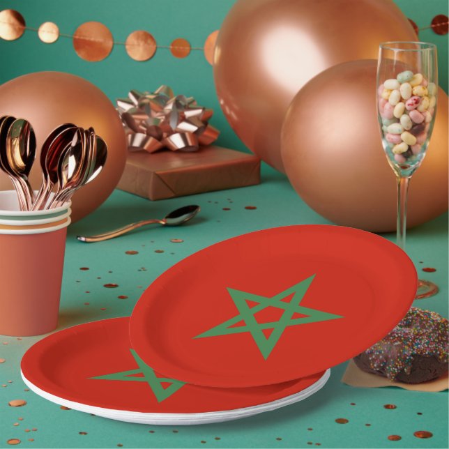 Morocco flag paper plate (Multi)