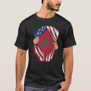 Morocco Flag Pride America USA Flag Heritage Roots T-Shirt