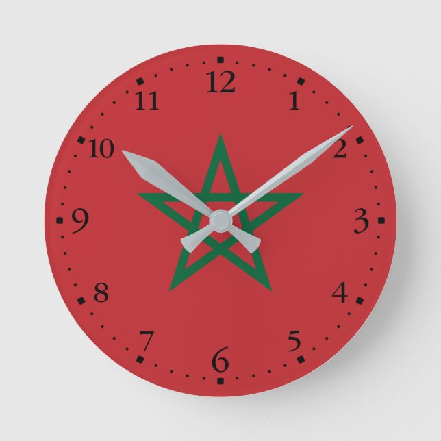 Morocco Flag Round Clock (Front)