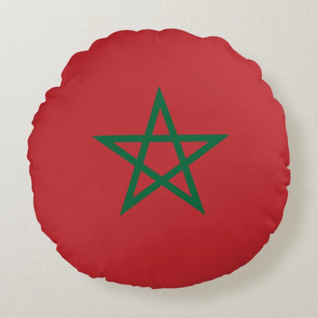 Morocco Flag Round Cushion (Front)