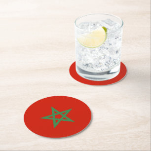 Morocco flag round paper coaster
