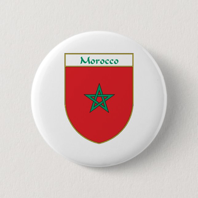 Morocco flag Shield 6 Cm Round Badge (Front)