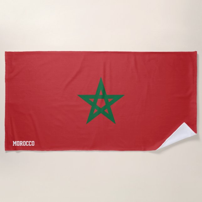 Morocco Flag Splendid Patriotic Beach Towel (Front)