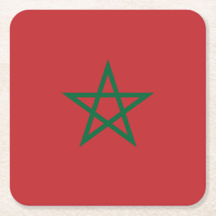 Morocco Flag Square Paper Coaster