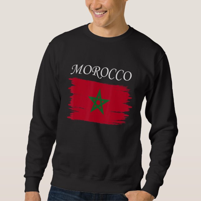 Morocco Flag Vintage Style Retro Soccer Tee (Front)