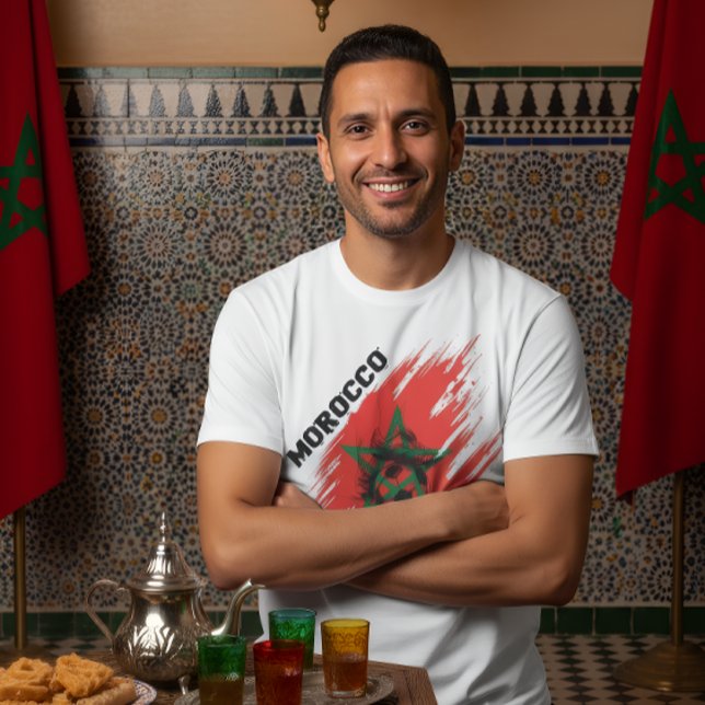 Morocco Football Flag Design T-Shirt (Creator Uploaded)