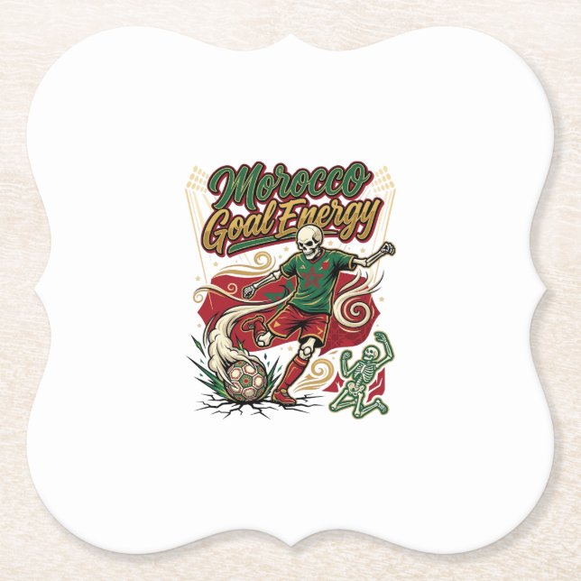 Morocco Goal Energy Skeleton Striker Nations Creat Paper Coaster (Front)