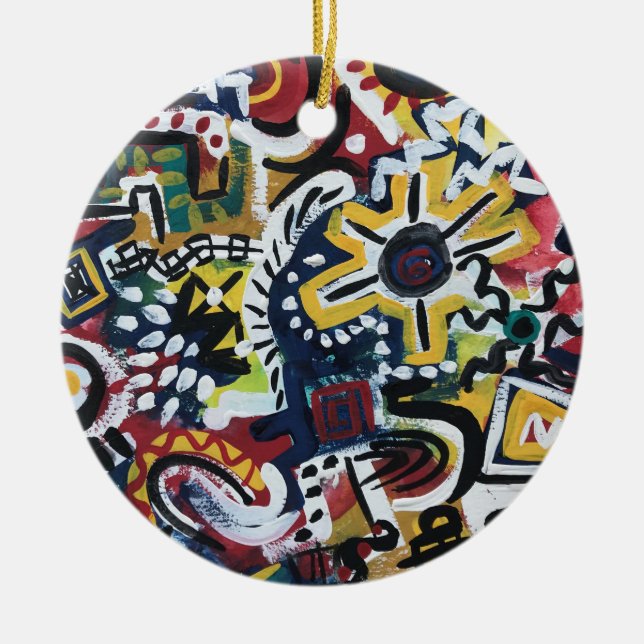 Morocco-Hand Painted Abstract Art Ceramic Ornament (Front)
