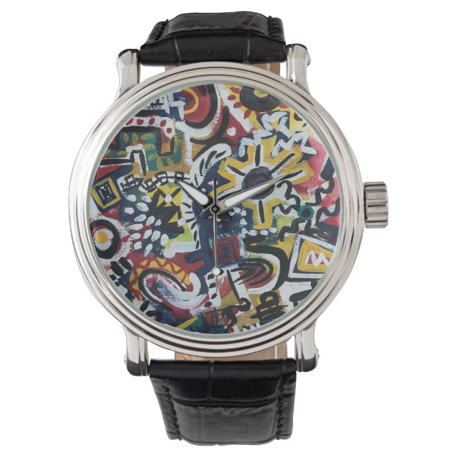 Morocco-Hand Painted Modern Art Watch (Front)