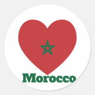 Morocco Heart Flag Classic Round Sticker