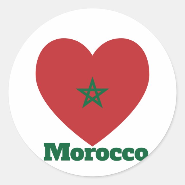 Morocco Heart Flag Classic Round Sticker (Front)