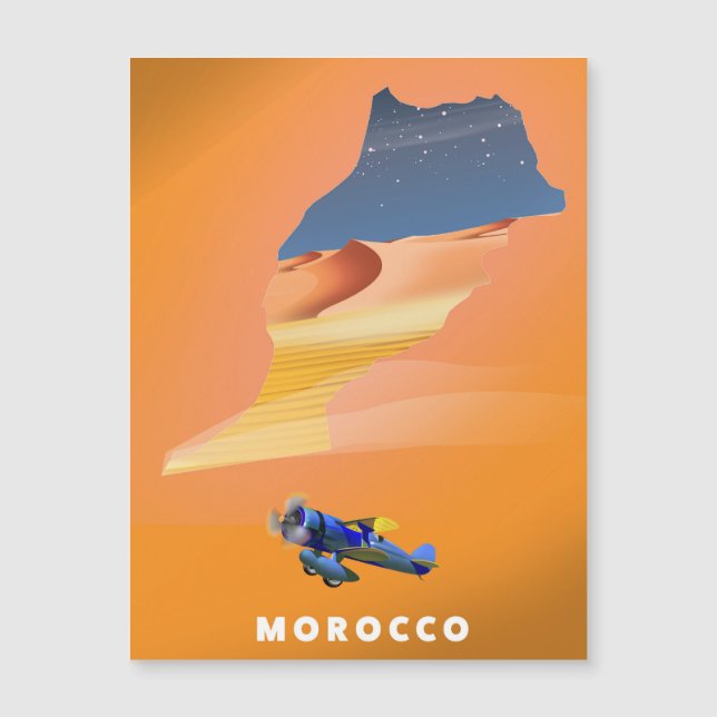 Morocco Illustrated Map travel poster print. (Front)