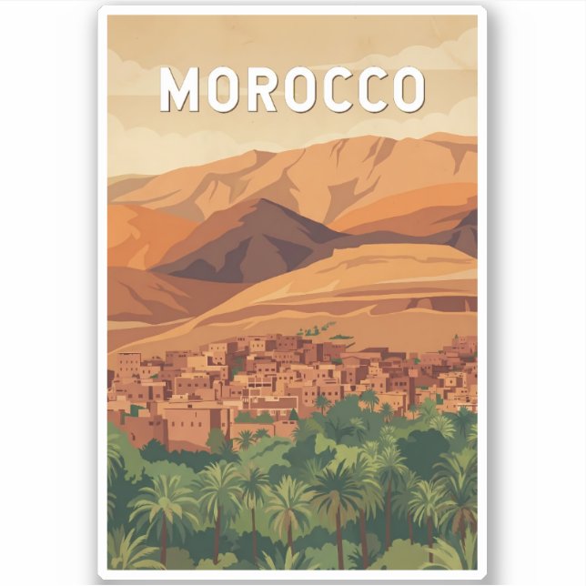 Morocco Illustration Travel Art Vintage (Front)