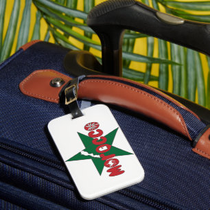 Morocco is a wordmark of doors, dunes, and palms luggage tag