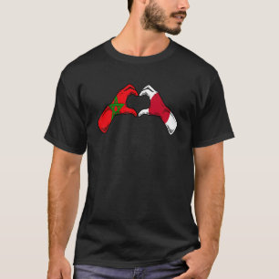 Morocco Japan Flag Moroccan Japanese Heart 1 T-Shirt