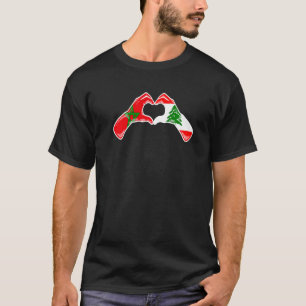 Morocco Lebanon Flag - Moroccan Lebanese Heart Pre T-Shirt