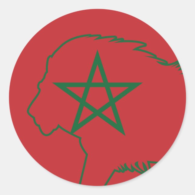 Morocco Lion Moroccan National Animal Flag Classic Round Sticker (Front)