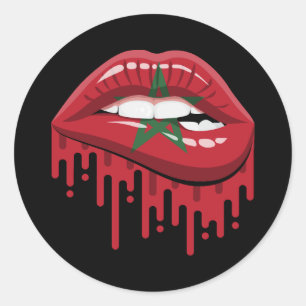 Morocco lips pride root flag classic round sticker