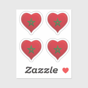 Morocco love flag pride heart sticker