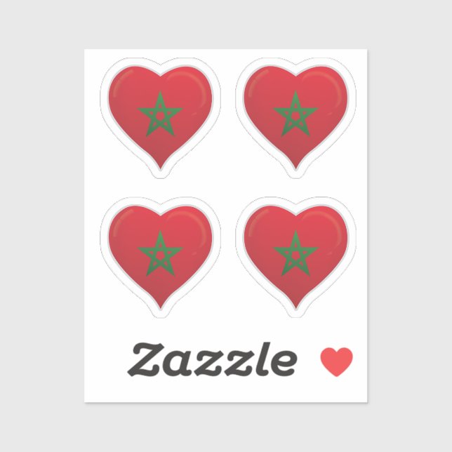 Morocco love flag pride heart sticker (Sheet)