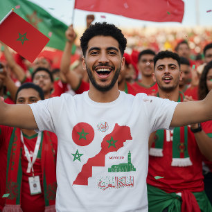 Morocco Map & Flag Sticker T-Shirt